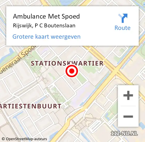 Locatie op kaart van de 112 melding: Ambulance Met Spoed Naar Rijswijk, P C Boutenslaan op 31 juli 2017 02:02