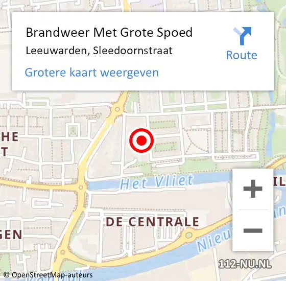 Locatie op kaart van de 112 melding: Brandweer Met Grote Spoed Naar Leeuwarden, Sleedoornstraat op 31 juli 2017 02:47