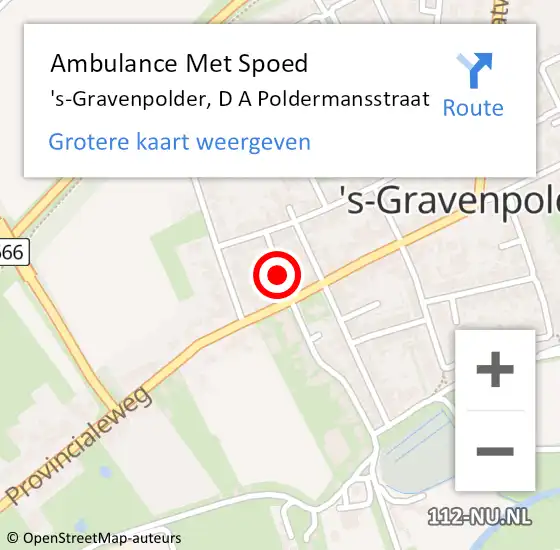 Locatie op kaart van de 112 melding: Ambulance Met Spoed Naar 's-Gravenpolder, D A Poldermansstraat op 31 juli 2017 08:07