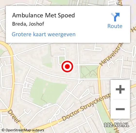 Locatie op kaart van de 112 melding: Ambulance Met Spoed Naar Breda, Joshof op 31 juli 2017 09:04