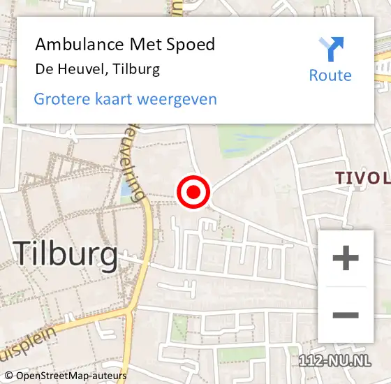 Locatie op kaart van de 112 melding: Ambulance Met Spoed Naar De Heuvel, Tilburg op 31 juli 2017 09:09