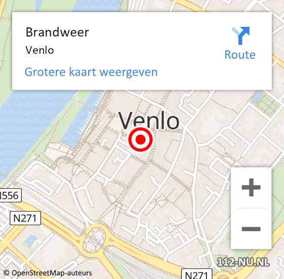 Locatie op kaart van de 112 melding: Brandweer Venlo op 31 juli 2017 09:17