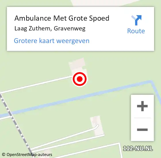 Locatie op kaart van de 112 melding: Ambulance Met Grote Spoed Naar Laag Zuthem, Gravenweg op 31 juli 2017 14:54