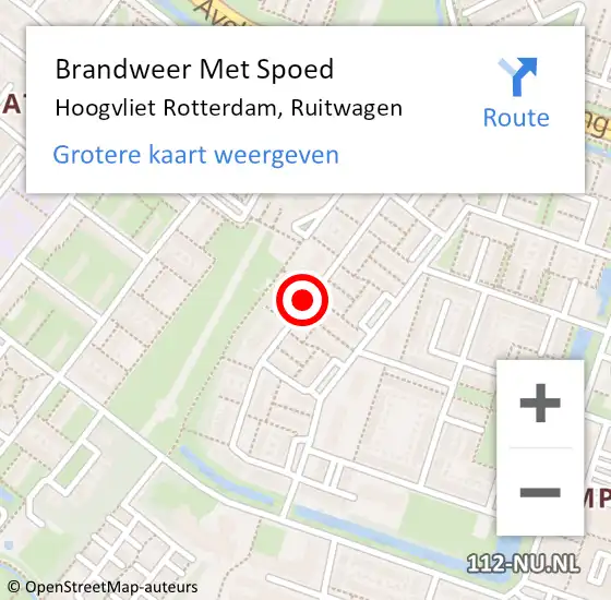 Locatie op kaart van de 112 melding: Brandweer Met Spoed Naar Hoogvliet Rotterdam, Ruitwagen op 31 juli 2017 22:15
