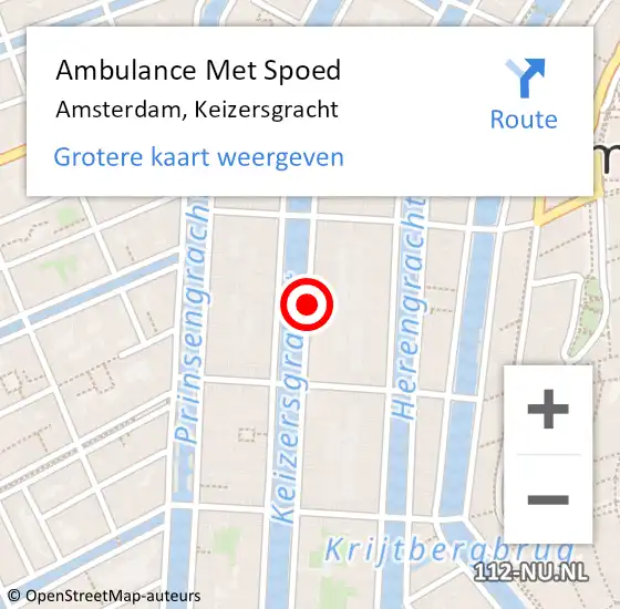 Locatie op kaart van de 112 melding: Ambulance Met Spoed Naar Amsterdam, Keizersgracht op 1 augustus 2017 01:02