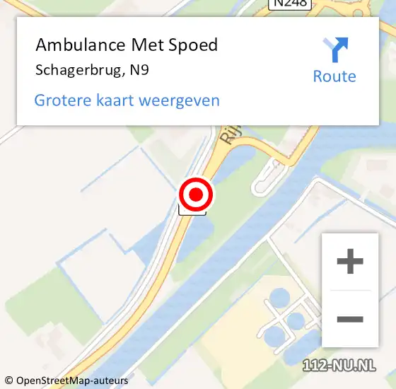 Locatie op kaart van de 112 melding: Ambulance Met Spoed Naar Schagerbrug, N9 op 1 augustus 2017 17:20