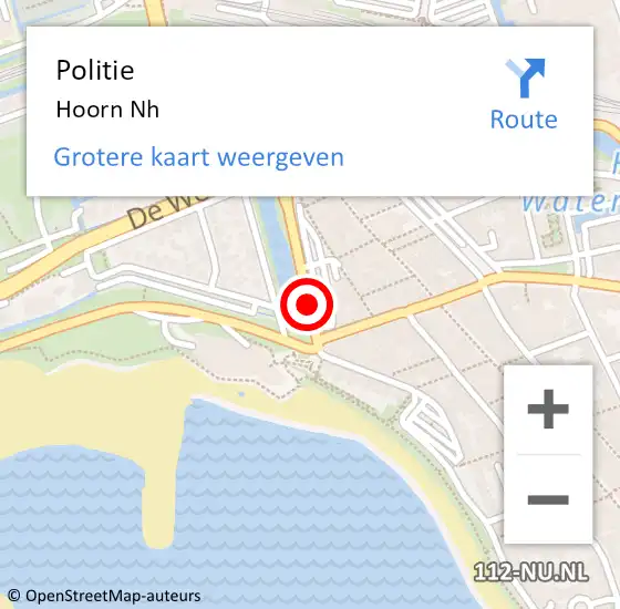 Locatie op kaart van de 112 melding: Politie Hoorn Nh op 1 augustus 2017 17:27