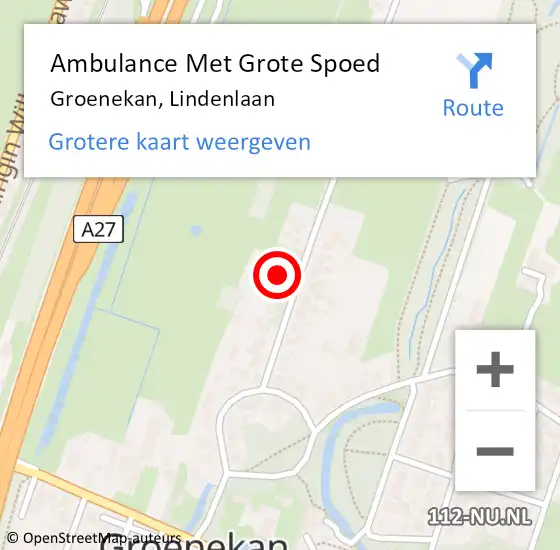 Locatie op kaart van de 112 melding: Ambulance Met Grote Spoed Naar Groenekan, Lindenlaan op 1 augustus 2017 20:52