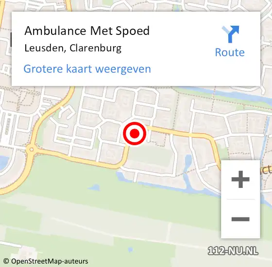 Locatie op kaart van de 112 melding: Ambulance Met Spoed Naar Leusden, Clarenburg op 1 augustus 2017 22:16