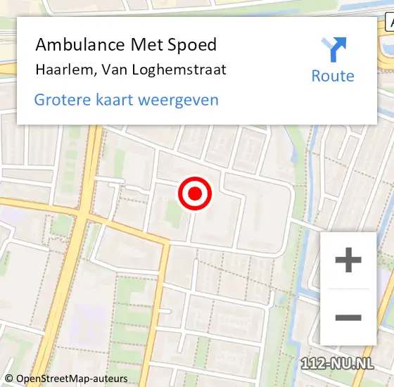 Locatie op kaart van de 112 melding: Ambulance Met Spoed Naar Haarlem, Van Loghemstraat op 1 augustus 2017 22:57