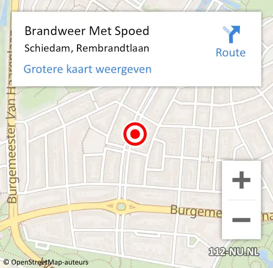 Locatie op kaart van de 112 melding: Brandweer Met Spoed Naar Schiedam, Rembrandtlaan op 2 augustus 2017 01:09