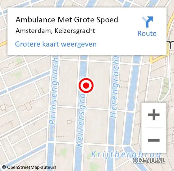 Locatie op kaart van de 112 melding: Ambulance Met Grote Spoed Naar Amsterdam, Keizersgracht op 2 augustus 2017 04:17