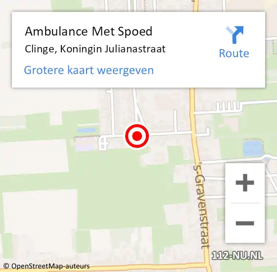 Locatie op kaart van de 112 melding: Ambulance Met Spoed Naar Clinge, Koningin Julianastraat op 2 augustus 2017 09:27