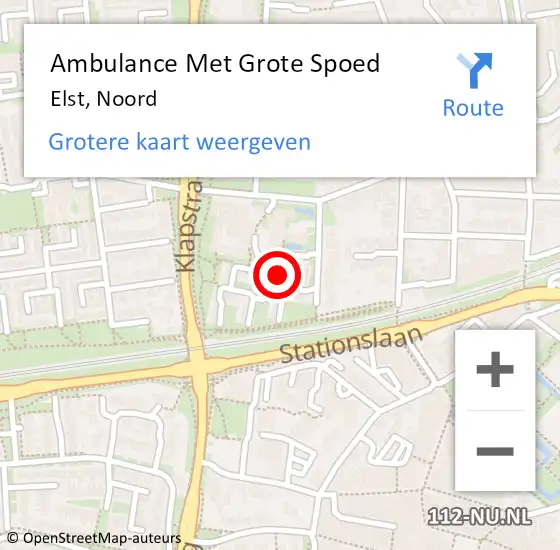 Locatie op kaart van de 112 melding: Ambulance Met Grote Spoed Naar Elst, Noord op 2 augustus 2017 11:21