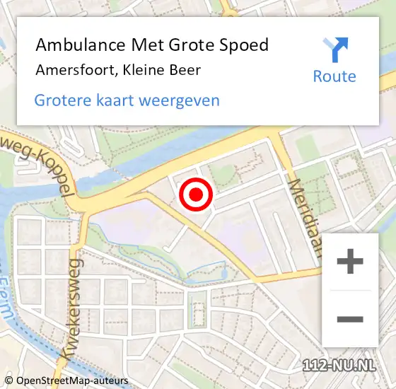 Locatie op kaart van de 112 melding: Ambulance Met Grote Spoed Naar Amersfoort, Kleine Beer op 2 augustus 2017 12:36