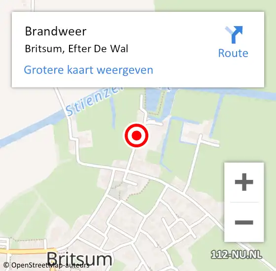Locatie op kaart van de 112 melding: Brandweer Britsum, Efter De Wal op 2 augustus 2017 15:10