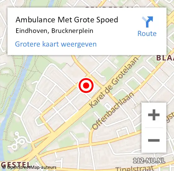 Locatie op kaart van de 112 melding: Ambulance Met Grote Spoed Naar Eindhoven, Brucknerplein op 2 augustus 2017 18:23