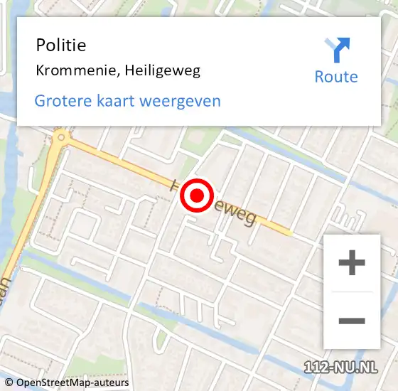Locatie op kaart van de 112 melding: Politie Krommenie, Heiligeweg op 2 augustus 2017 19:05