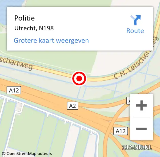 Locatie op kaart van de 112 melding: Politie Utrecht, N198 op 2 augustus 2017 21:11