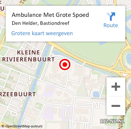 Locatie op kaart van de 112 melding: Ambulance Met Grote Spoed Naar Den Helder, Bastiondreef op 3 augustus 2017 04:36