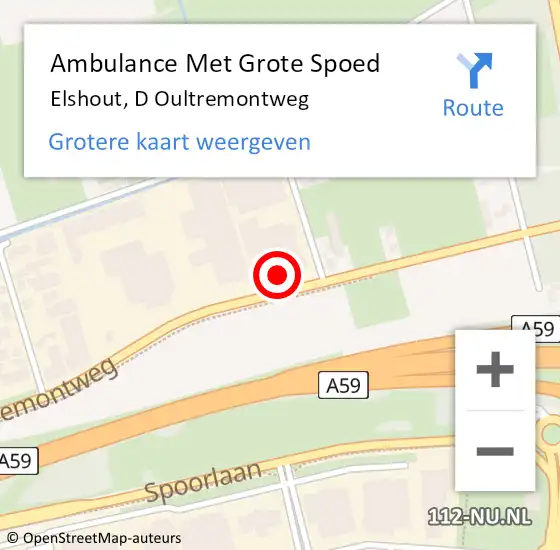 Locatie op kaart van de 112 melding: Ambulance Met Grote Spoed Naar Elshout, D Oultremontweg op 3 augustus 2017 09:33