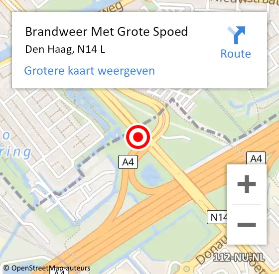 Locatie op kaart van de 112 melding: Brandweer Met Grote Spoed Naar Den Haag, N14 L op 3 augustus 2017 10:43