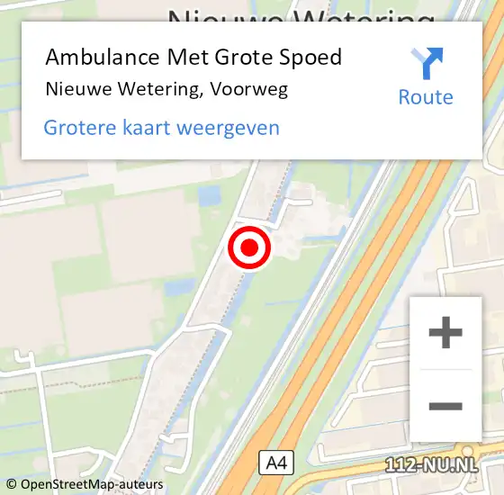 Locatie op kaart van de 112 melding: Ambulance Met Grote Spoed Naar Nieuwe Wetering, Voorweg op 3 augustus 2017 13:51