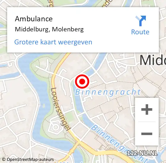 Locatie op kaart van de 112 melding: Ambulance Middelburg, Molenberg op 3 augustus 2017 15:31
