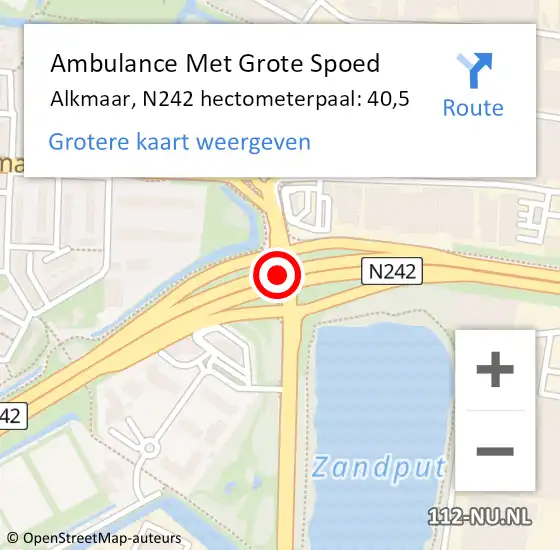 Locatie op kaart van de 112 melding: Ambulance Met Grote Spoed Naar Alkmaar, N242 hectometerpaal: 30,8 op 3 augustus 2017 15:51
