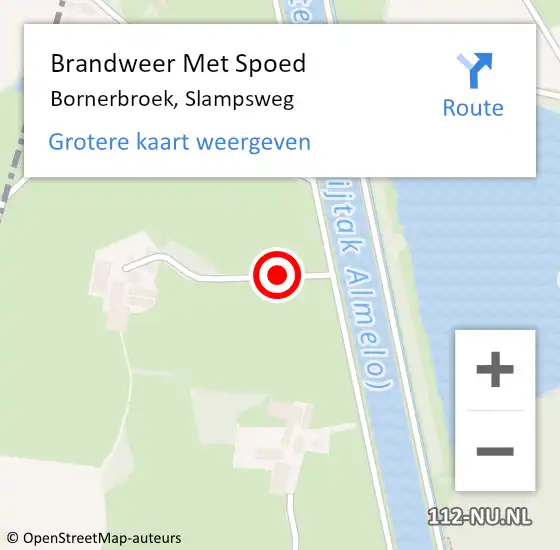 Locatie op kaart van de 112 melding: Brandweer Met Spoed Naar Bornerbroek, Slampsweg op 3 augustus 2017 18:13