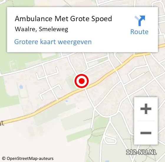 Locatie op kaart van de 112 melding: Ambulance Met Grote Spoed Naar Waalre, Smeleweg op 4 augustus 2017 07:01