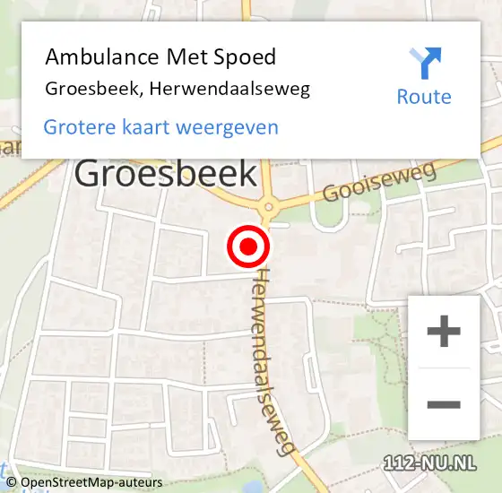 Locatie op kaart van de 112 melding: Ambulance Met Spoed Naar Groesbeek, Herwendaalseweg op 4 augustus 2017 07:11