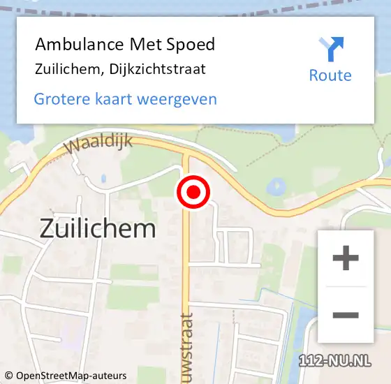 Locatie op kaart van de 112 melding: Ambulance Met Spoed Naar Zuilichem, Dijkzichtstraat op 4 augustus 2017 13:38