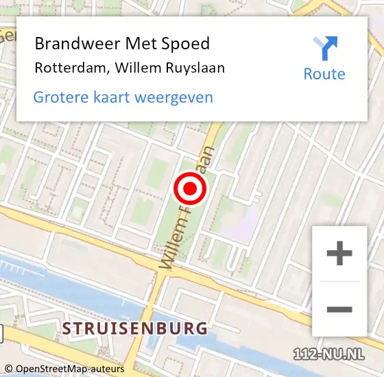 Locatie op kaart van de 112 melding: Brandweer Met Spoed Naar Rotterdam, Willem Ruyslaan op 4 augustus 2017 16:11