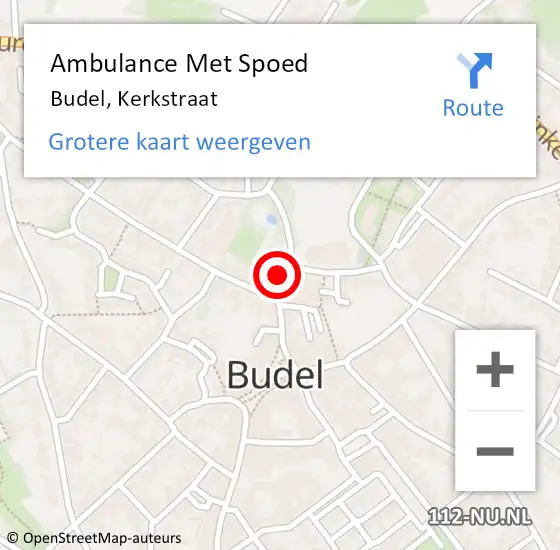 Locatie op kaart van de 112 melding: Ambulance Met Spoed Naar Budel, Kerkstraat op 4 augustus 2017 17:28