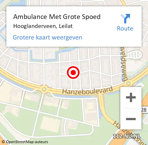 Locatie op kaart van de 112 melding: Ambulance Met Grote Spoed Naar Hooglanderveen, Leilat op 4 augustus 2017 18:56