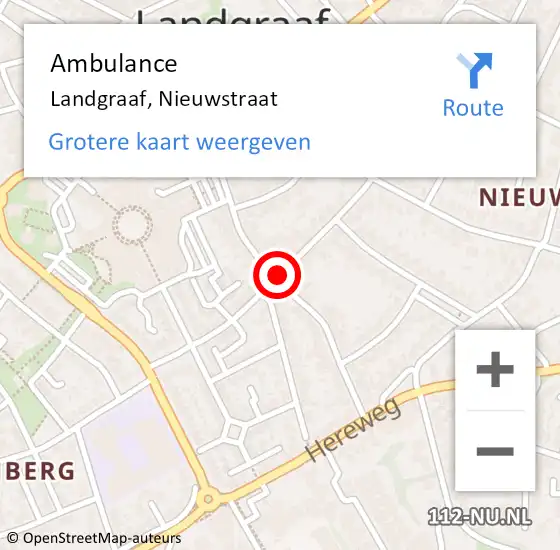 Locatie op kaart van de 112 melding: Ambulance Landgraaf, Nieuwstraat op 29 januari 2014 00:24