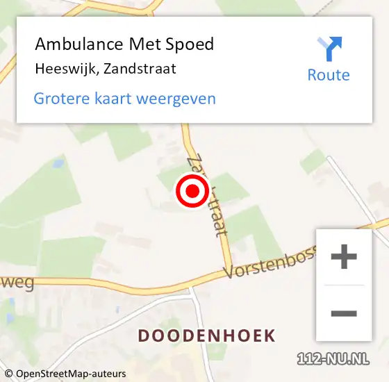 Locatie op kaart van de 112 melding: Ambulance Met Spoed Naar Heeswijk, Zandstraat op 29 januari 2014 00:38