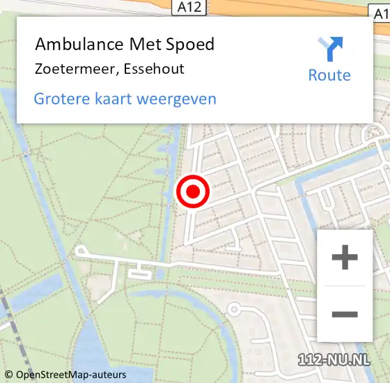 Locatie op kaart van de 112 melding: Ambulance Met Spoed Naar Zoetermeer, Essehout op 5 augustus 2017 09:25
