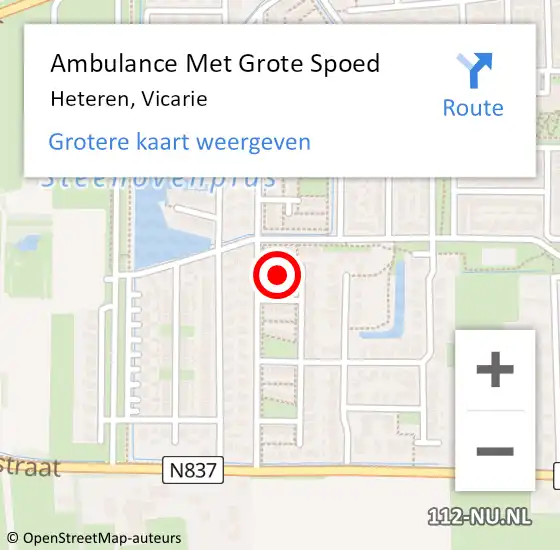 Locatie op kaart van de 112 melding: Ambulance Met Grote Spoed Naar Heteren, Vicarie op 5 augustus 2017 09:28