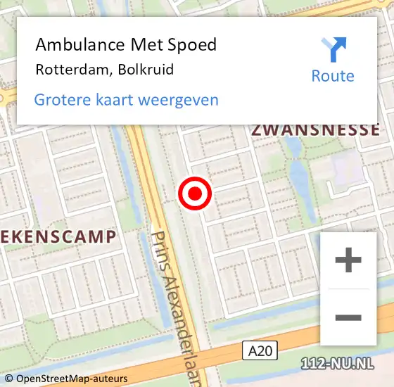 Locatie op kaart van de 112 melding: Ambulance Met Spoed Naar Rotterdam, Bolkruid op 5 augustus 2017 11:22
