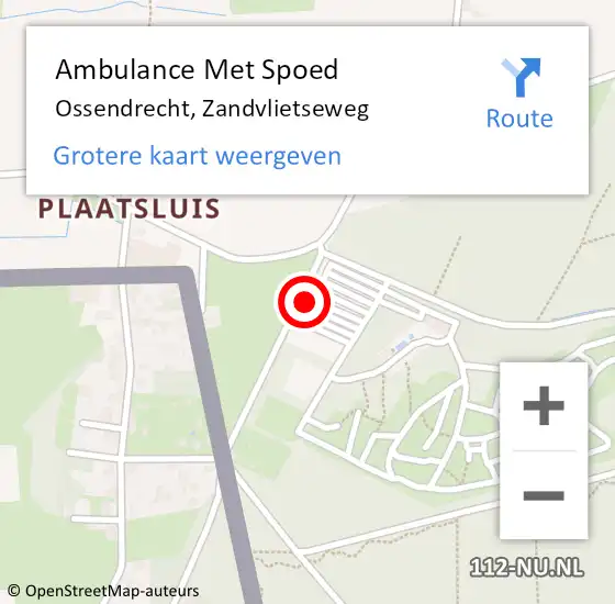 Locatie op kaart van de 112 melding: Ambulance Met Spoed Naar Ossendrecht, Zandvlietseweg op 5 augustus 2017 14:06