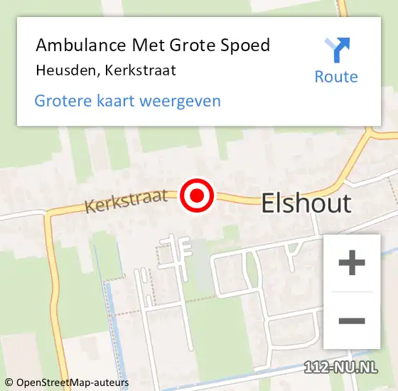 Locatie op kaart van de 112 melding: Ambulance Met Grote Spoed Naar Heusden, Kerkstraat op 5 augustus 2017 14:15