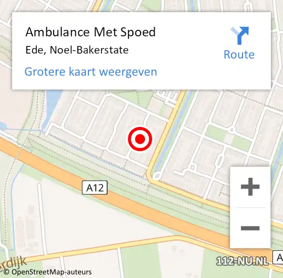 Locatie op kaart van de 112 melding: Ambulance Met Spoed Naar Ede, Noel-Bakerstate op 5 augustus 2017 16:01