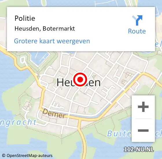 Locatie op kaart van de 112 melding: Politie Heusden, Botermarkt op 5 augustus 2017 16:41
