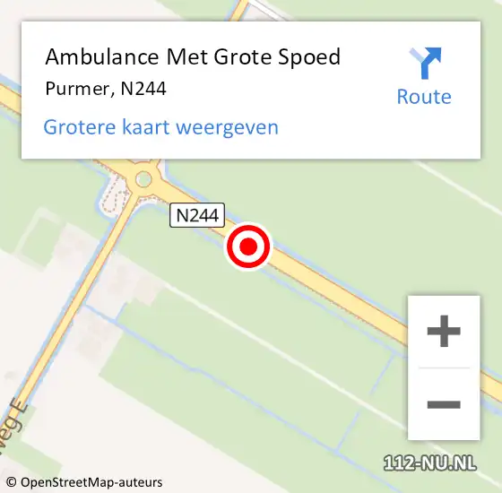 Locatie op kaart van de 112 melding: Ambulance Met Grote Spoed Naar Purmer, N244 op 5 augustus 2017 19:54