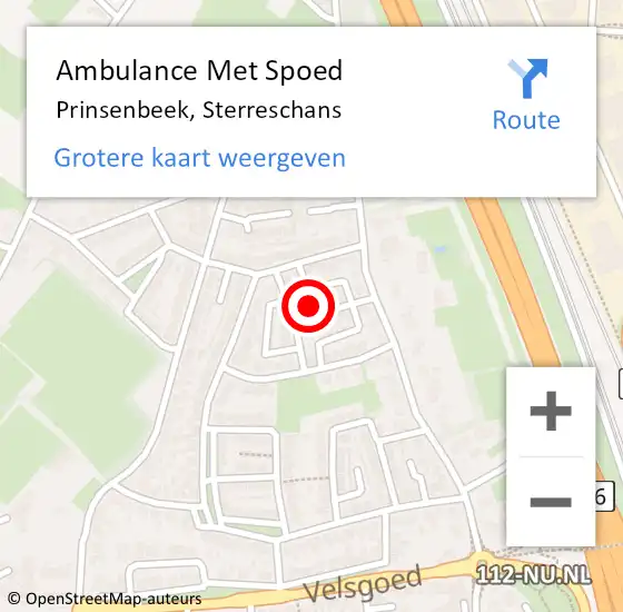 Locatie op kaart van de 112 melding: Ambulance Met Spoed Naar Prinsenbeek, Sterreschans op 29 januari 2014 06:13