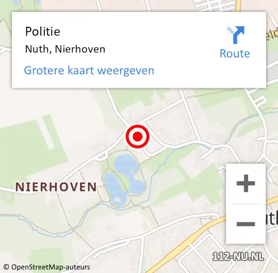 Locatie op kaart van de 112 melding: Politie Nuth, Nierhoven op 6 augustus 2017 00:19