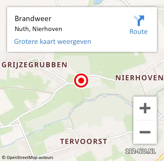 Locatie op kaart van de 112 melding: Brandweer Nuth, Nierhoven op 6 augustus 2017 01:33