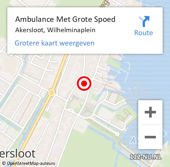 Locatie op kaart van de 112 melding: Ambulance Met Grote Spoed Naar Akersloot, Wilhelminaplein op 6 augustus 2017 03:25